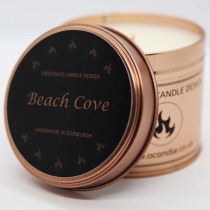 beach cove rose gold candle tin
