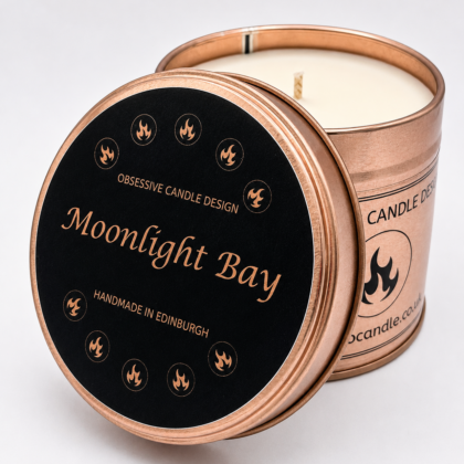 moonlight bay rose gold candle tin