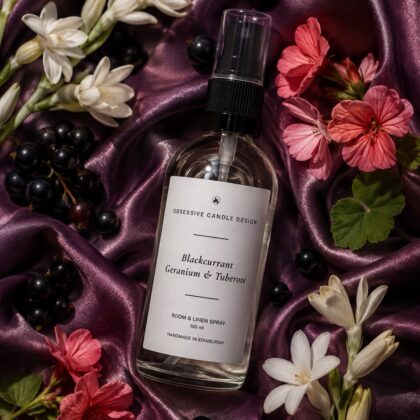 blackcurrant geranium tuberose room linen spray